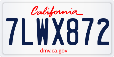 CA license plate 7LWX872