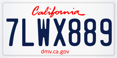 CA license plate 7LWX889