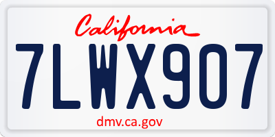 CA license plate 7LWX907
