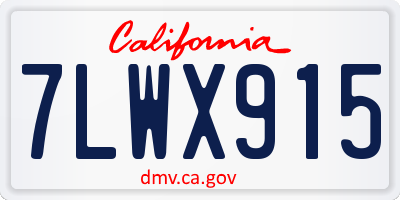 CA license plate 7LWX915