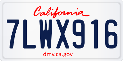 CA license plate 7LWX916
