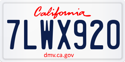 CA license plate 7LWX920