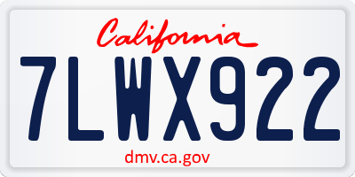 CA license plate 7LWX922