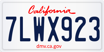 CA license plate 7LWX923