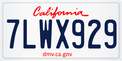 CA license plate 7LWX929