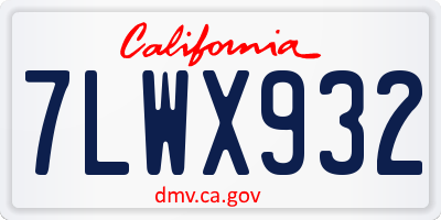 CA license plate 7LWX932