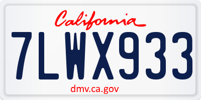 CA license plate 7LWX933