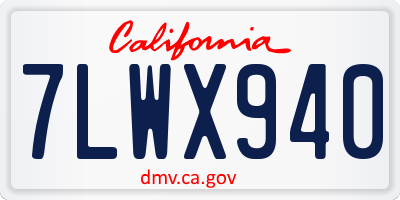 CA license plate 7LWX940