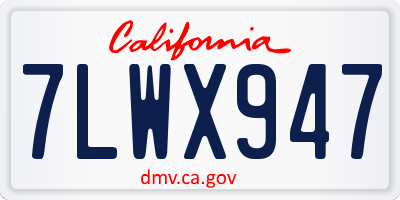 CA license plate 7LWX947