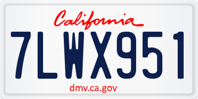 CA license plate 7LWX951