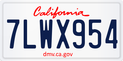 CA license plate 7LWX954