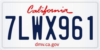 CA license plate 7LWX961