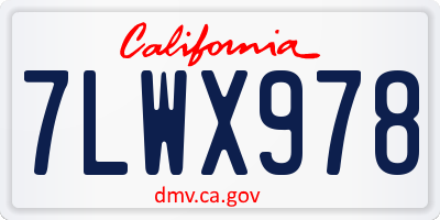 CA license plate 7LWX978