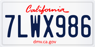 CA license plate 7LWX986