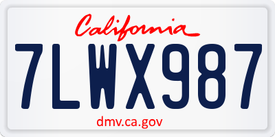 CA license plate 7LWX987