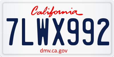 CA license plate 7LWX992