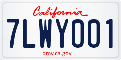 CA license plate 7LWY001