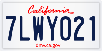 CA license plate 7LWY021