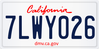 CA license plate 7LWY026