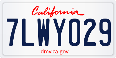 CA license plate 7LWY029