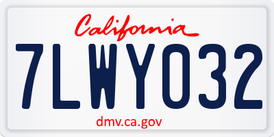 CA license plate 7LWY032