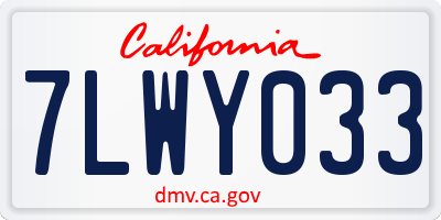 CA license plate 7LWY033