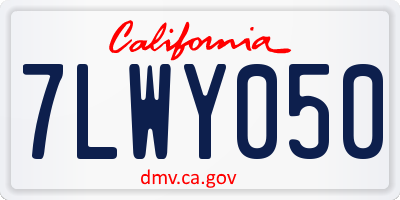 CA license plate 7LWY050
