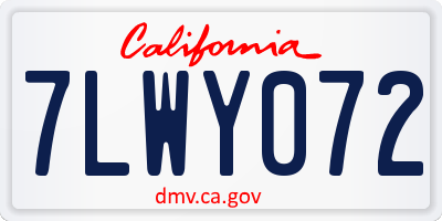CA license plate 7LWY072