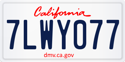 CA license plate 7LWY077