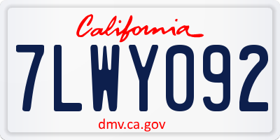 CA license plate 7LWY092