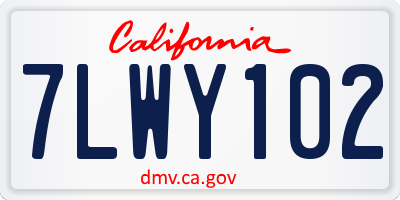 CA license plate 7LWY102