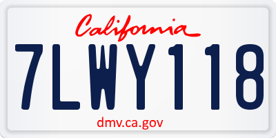 CA license plate 7LWY118