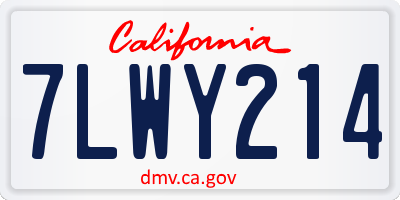 CA license plate 7LWY214
