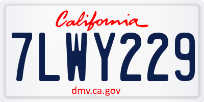 CA license plate 7LWY229