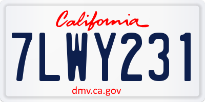 CA license plate 7LWY231