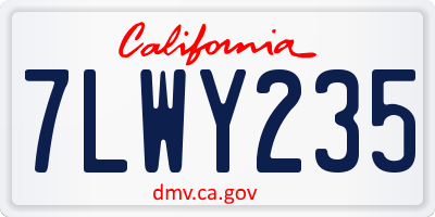 CA license plate 7LWY235