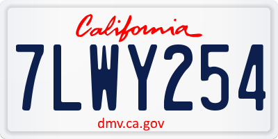 CA license plate 7LWY254