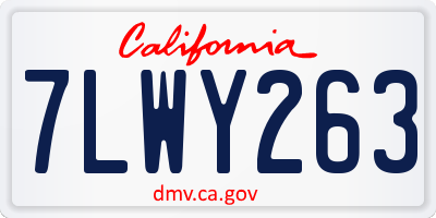 CA license plate 7LWY263