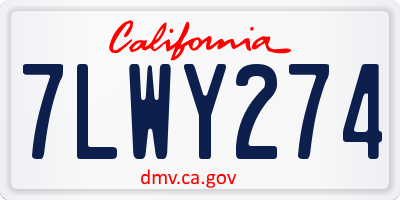 CA license plate 7LWY274
