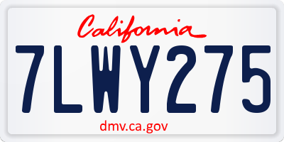 CA license plate 7LWY275