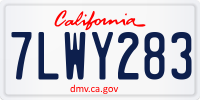 CA license plate 7LWY283
