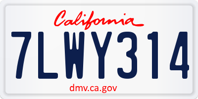 CA license plate 7LWY314