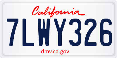 CA license plate 7LWY326