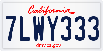 CA license plate 7LWY333