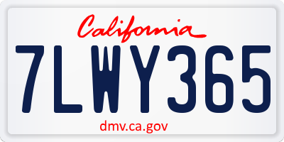 CA license plate 7LWY365