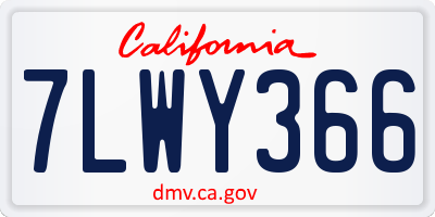 CA license plate 7LWY366