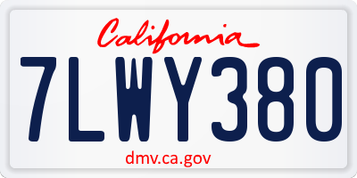 CA license plate 7LWY380