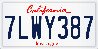 CA license plate 7LWY387