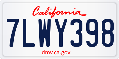 CA license plate 7LWY398