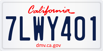 CA license plate 7LWY401
